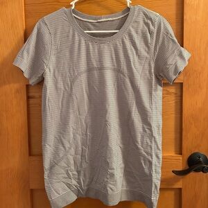 Lululemon Athletica Black and White Striped Tee